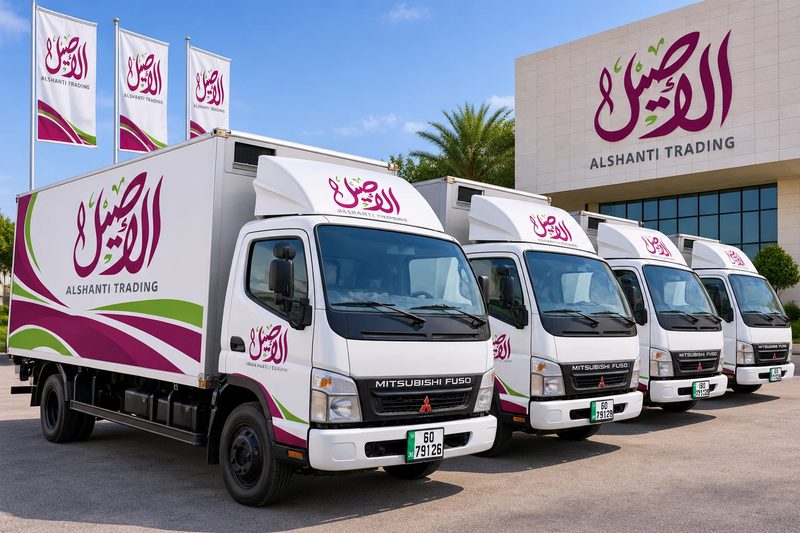 شاحنات الأصيل أمام مقر الشركة